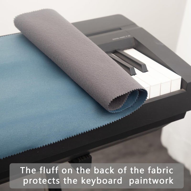 mooson Keyboard Piano Cover, Digital Piano Dust Cover, Light Luxury Soft and Premium Surface, Thickening Electronic Organ Covering Keyboard Update Encasement (Blue) - Image 3